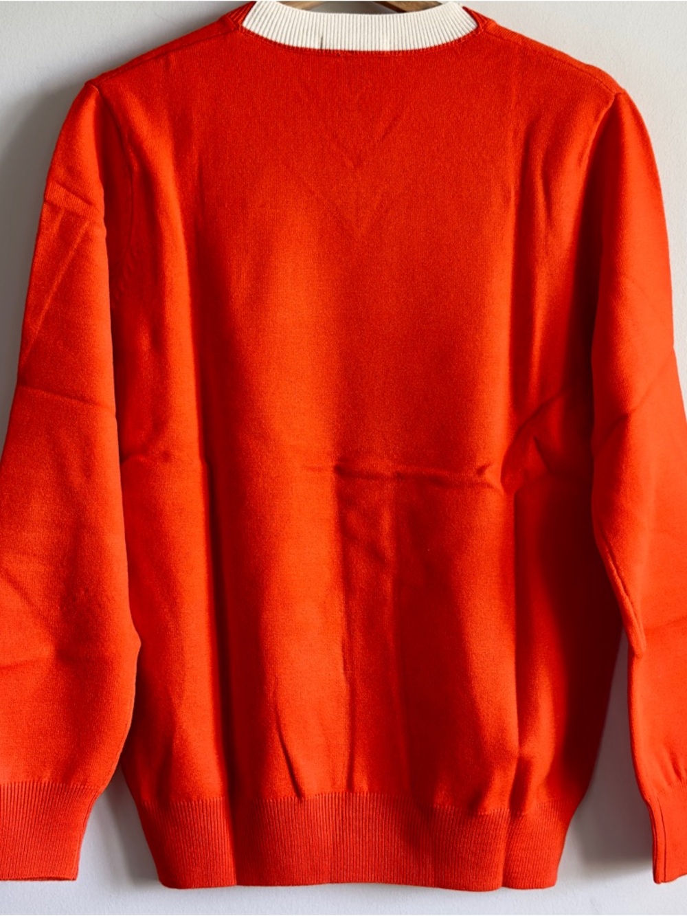 Hermes Orange V-Neck Sweater with White Trim ( Unisex) - Picture 3 of 7